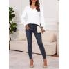 imageDokotoo Womens Casual Long Sleeve Shirts Shirred Shoulders Solid Color Knit Tops BlousesWhite