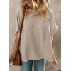 imageDokotoo Womens Casual Oversized Short Sleeve Solid Color Loose Texture Knit Tunic Tops BlousesApricot