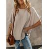 imageDokotoo Womens Casual Oversized Short Sleeve Solid Color Loose Texture Knit Tunic Tops BlousesApricot