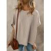 imageDokotoo Womens Casual Oversized Short Sleeve Solid Color Loose Texture Knit Tunic Tops BlousesApricot
