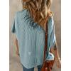 imageDokotoo Womens Casual Oversized Short Sleeve Solid Color Loose Texture Knit Tunic Tops BlousesBeau Blue