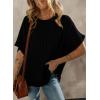 imageDokotoo Womens Casual Oversized Short Sleeve Solid Color Loose Texture Knit Tunic Tops BlousesBlack