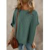 imageDokotoo Womens Casual Oversized Short Sleeve Solid Color Loose Texture Knit Tunic Tops BlousesBlackish Green