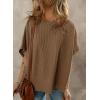 imageDokotoo Womens Casual Oversized Short Sleeve Solid Color Loose Texture Knit Tunic Tops BlousesChestnut