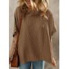 imageDokotoo Womens Casual Oversized Short Sleeve Solid Color Loose Texture Knit Tunic Tops BlousesChestnut