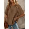imageDokotoo Womens Casual Oversized Short Sleeve Solid Color Loose Texture Knit Tunic Tops BlousesChestnut