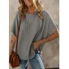 imageDokotoo Womens Casual Oversized Short Sleeve Solid Color Loose Texture Knit Tunic Tops BlousesDark Grey