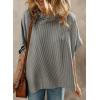 imageDokotoo Womens Casual Oversized Short Sleeve Solid Color Loose Texture Knit Tunic Tops BlousesDark Grey