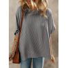 imageDokotoo Womens Casual Oversized Short Sleeve Solid Color Loose Texture Knit Tunic Tops BlousesGrey