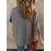 imageDokotoo Womens Casual Oversized Short Sleeve Solid Color Loose Texture Knit Tunic Tops BlousesGrey