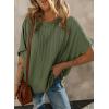 imageDokotoo Womens Casual Oversized Short Sleeve Solid Color Loose Texture Knit Tunic Tops BlousesVineyard Green