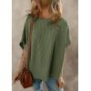 imageDokotoo Womens Casual Oversized Short Sleeve Solid Color Loose Texture Knit Tunic Tops BlousesVineyard Green