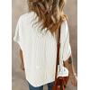imageDokotoo Womens Casual Oversized Short Sleeve Solid Color Loose Texture Knit Tunic Tops BlousesWhite