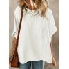 imageDokotoo Womens Casual Oversized Short Sleeve Solid Color Loose Texture Knit Tunic Tops BlousesWhite