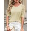 imageDokotoo Womens Casual Short Sleeve Loose Crochet Tunic Tops Lightweight Knit Pullover Sweater BlousesApricot