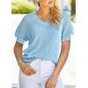 imageDokotoo Womens Casual Short Sleeve Loose Crochet Tunic Tops Lightweight Knit Pullover Sweater BlousesBeau Blue