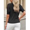 imageDokotoo Womens Casual Short Sleeve Loose Crochet Tunic Tops Lightweight Knit Pullover Sweater BlousesBlack