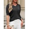 imageDokotoo Womens Casual Short Sleeve Loose Crochet Tunic Tops Lightweight Knit Pullover Sweater BlousesBlack