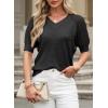imageDokotoo Womens Casual Short Sleeve Loose Crochet Tunic Tops Lightweight Knit Pullover Sweater BlousesBlack