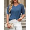 imageDokotoo Womens Casual Short Sleeve Loose Crochet Tunic Tops Lightweight Knit Pullover Sweater BlousesBlue