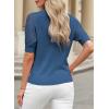 imageDokotoo Womens Casual Short Sleeve Loose Crochet Tunic Tops Lightweight Knit Pullover Sweater BlousesBlue
