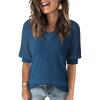 imageDokotoo Womens Casual Short Sleeve Loose Crochet Tunic Tops Lightweight Knit Pullover Sweater BlousesBlue
