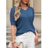 imageDokotoo Womens Casual Short Sleeve Loose Crochet Tunic Tops Lightweight Knit Pullover Sweater BlousesBlue