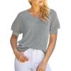 imageDokotoo Womens Casual Short Sleeve Loose Crochet Tunic Tops Lightweight Knit Pullover Sweater BlousesGrey