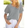 imageDokotoo Womens Casual Short Sleeve Loose Crochet Tunic Tops Lightweight Knit Pullover Sweater BlousesGrey