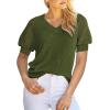 imageDokotoo Womens Casual Short Sleeve Loose Crochet Tunic Tops Lightweight Knit Pullover Sweater BlousesMoss Green