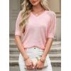 imageDokotoo Womens Casual Short Sleeve Loose Crochet Tunic Tops Lightweight Knit Pullover Sweater BlousesPink