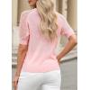 imageDokotoo Womens Casual Short Sleeve Loose Crochet Tunic Tops Lightweight Knit Pullover Sweater BlousesPink