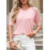 imageDokotoo Womens Casual Short Sleeve Loose Crochet Tunic Tops Lightweight Knit Pullover Sweater BlousesPink