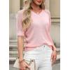 imageDokotoo Womens Casual Short Sleeve Loose Crochet Tunic Tops Lightweight Knit Pullover Sweater BlousesPink
