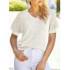 imageDokotoo Womens Casual Short Sleeve Loose Crochet Tunic Tops Lightweight Knit Pullover Sweater BlousesWhite