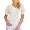imageDokotoo Womens Casual Short Sleeve Loose Crochet Tunic Tops Lightweight Knit Pullover Sweater BlousesWhite
