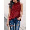 imageDokotoo Womens Casual Sleeveless Shirts Halter Neck Leopard Print Tank Top and BlousesRed