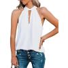 imageDokotoo Womens Casual Sleeveless Shirts Halter Neck Leopard Print Tank Top and BlousesX White