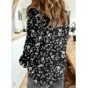 imageDokotoo Womens Casual V Neck Alicia Floral Print Roll Up Long Sleeve Chiffon Button Down Blouses Bohemian Top ShirtsBlack
