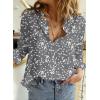 imageDokotoo Womens Casual V Neck Alicia Floral Print Roll Up Long Sleeve Chiffon Button Down Blouses Bohemian Top ShirtsGray