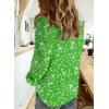 imageDokotoo Womens Casual V Neck Alicia Floral Print Roll Up Long Sleeve Chiffon Button Down Blouses Bohemian Top ShirtsGreen 2