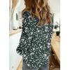 imageDokotoo Womens Casual V Neck Alicia Floral Print Roll Up Long Sleeve Chiffon Button Down Blouses Bohemian Top ShirtsGreen