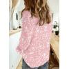 imageDokotoo Womens Casual V Neck Alicia Floral Print Roll Up Long Sleeve Chiffon Button Down Blouses Bohemian Top ShirtsPink 2