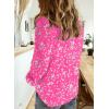 imageDokotoo Womens Casual V Neck Alicia Floral Print Roll Up Long Sleeve Chiffon Button Down Blouses Bohemian Top ShirtsPink 3