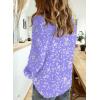 imageDokotoo Womens Casual V Neck Alicia Floral Print Roll Up Long Sleeve Chiffon Button Down Blouses Bohemian Top ShirtsPurple