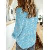 imageDokotoo Womens Casual V Neck Alicia Floral Print Roll Up Long Sleeve Chiffon Button Down Blouses Bohemian Top ShirtsSky Blue