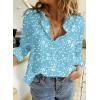 imageDokotoo Womens Casual V Neck Alicia Floral Print Roll Up Long Sleeve Chiffon Button Down Blouses Bohemian Top ShirtsSky Blue
