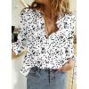 imageDokotoo Womens Casual V Neck Alicia Floral Print Roll Up Long Sleeve Chiffon Button Down Blouses Bohemian Top ShirtsWhite