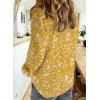 imageDokotoo Womens Casual V Neck Alicia Floral Print Roll Up Long Sleeve Chiffon Button Down Blouses Bohemian Top ShirtsYellow