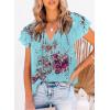 imageDokotoo Womens Casual V Neck Tops Drawstring Short Sleeve T Shirt BlousesB1 Blue